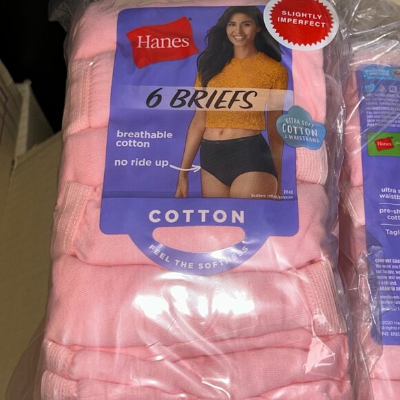 Hanes Women’s Tagless Briefs – LOT - 144 pcs – 24 packs (6 ea) – Sz 10 - NEW